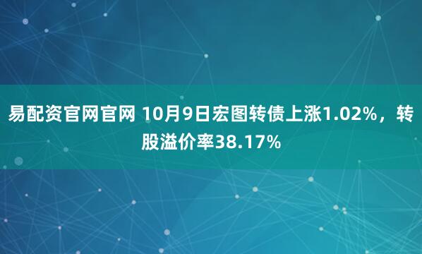 易配资官网官网 10月9日宏图转债上涨1.02%，转股溢价率38.17%
